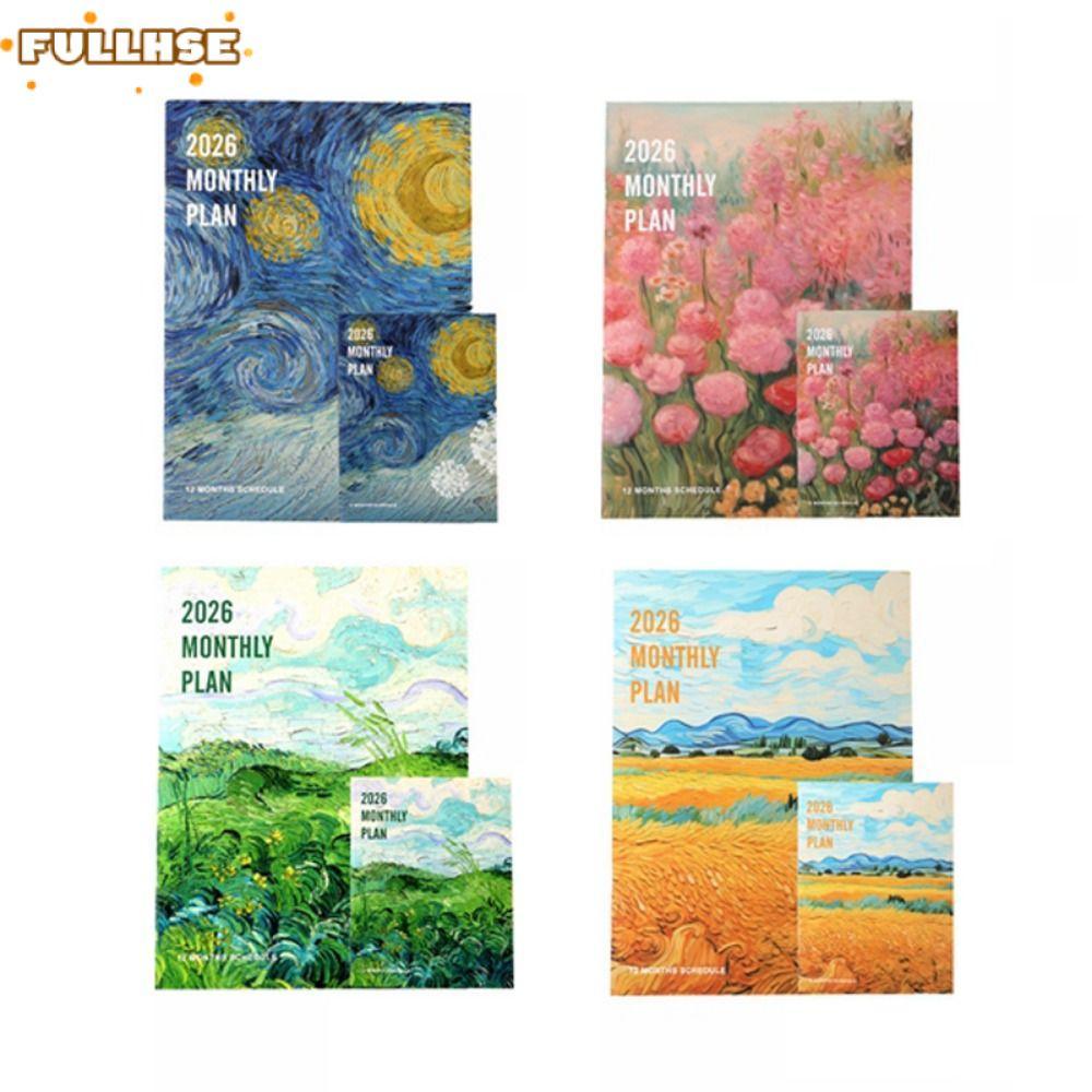 FULLHSE 2 ชิ้น/เซ็ต Planner Notebook, A4/A6 Life Check-in 2026 Schedules Notebook, แบบพกพาประสิทธิภา
