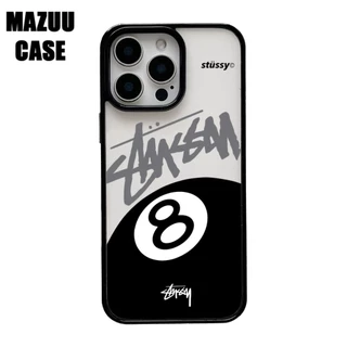 เคสไอโฟน TPU ขอบดำ หลังแข็งใส กันกระแทก ลายลูกบิลเลียด 8 และกราฟฟิตี้สไตล์สตรีท สำหรับ iPhone 17 16 15 14 13 12 11 Pro M
