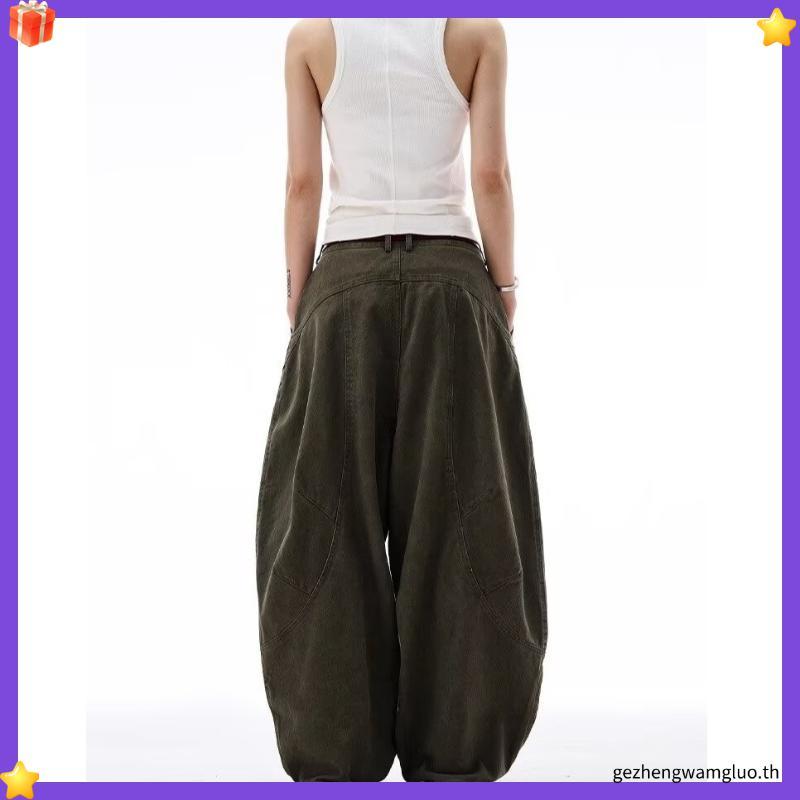 Baolongxin Casual American Retro Army Green Machete Jeans กางเกงเคียวขากว้างใหม่