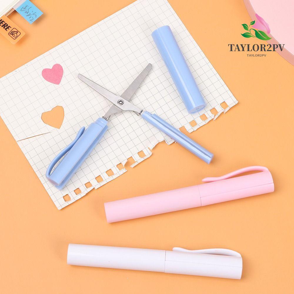 TAYLOR2PV ปากการูปร่างกรรไกรเด็กนักเรียนเด็กกระดาษ-ตัด DIY 5 สีปลอดภัยพับกรรไกร