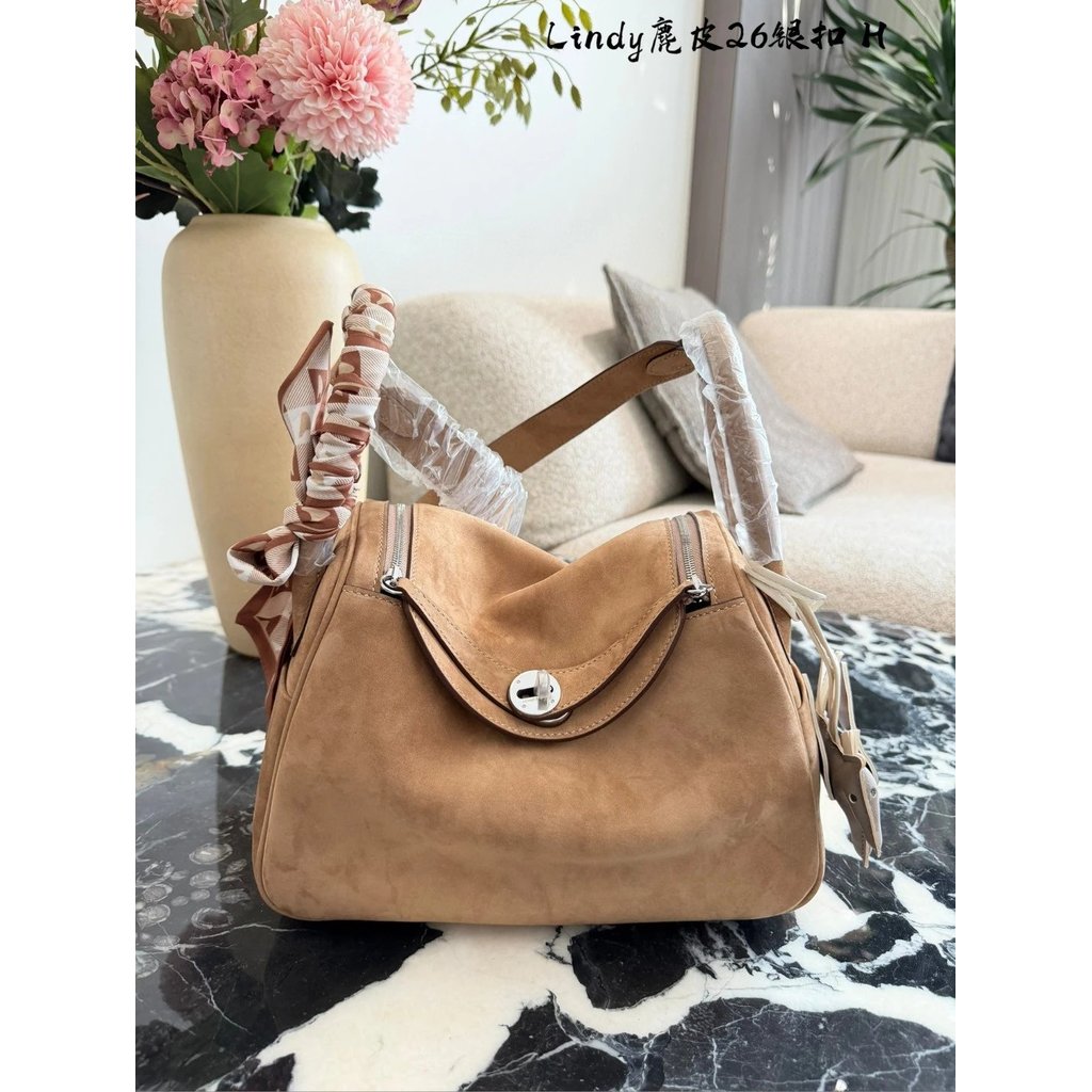 1: 1 Original Label Real Shot Gift Box Packaging 26 Thai Brown Suede Handbag Shoulder Bag This Years