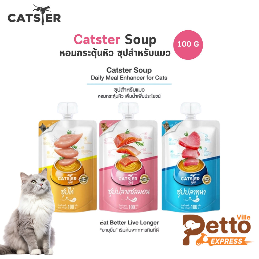 (ส่งทันที) Catster Soup แคทส์เตอร์ซุป ซุปแช่แข็ง สำหรับแมว ขนาด 100 กรัม