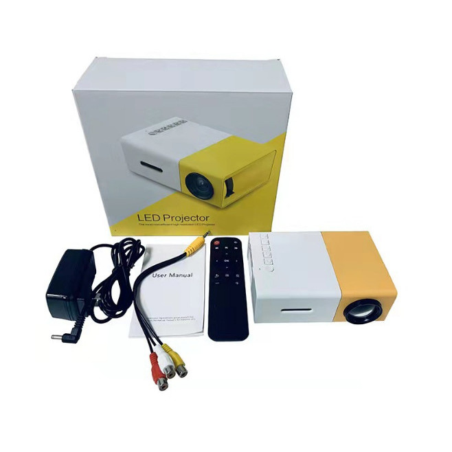 YG300 มินิโปรเจคเตอร์ Office Home Outdoor LED แบบพกพา 1080p โปรเจคเตอร์