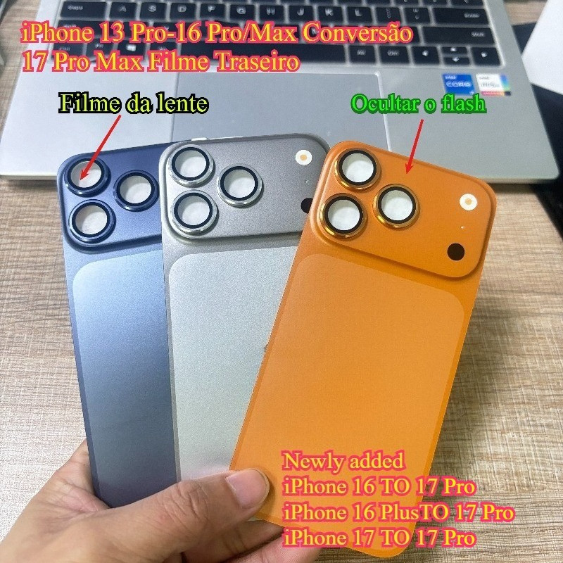 (ไม่มีแฟลช) การเปลี่ยนทันทีของ 17 Pro Max Full Back Film PC Back Film สําหรับ iPhone 13 14 15 16 Pro Max 16 Plus 17 เปลี่ยนสําหรับ iPhone 17 Pro Max Blurred Back Film รวมทุกอย่าง