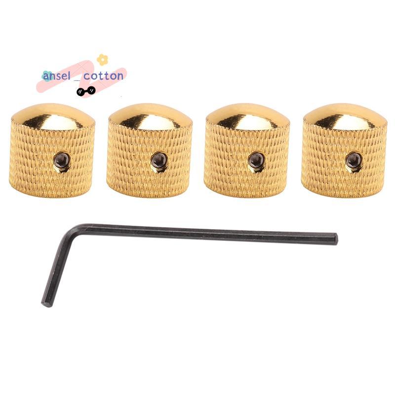 4 ชิ้นโลหะ Volume Tone Dome Tone กีตาร์ปุ่มควบคุมความเร็วพร้อมสกรูสําหรับกีตาร์ไฟฟ้าหรือ