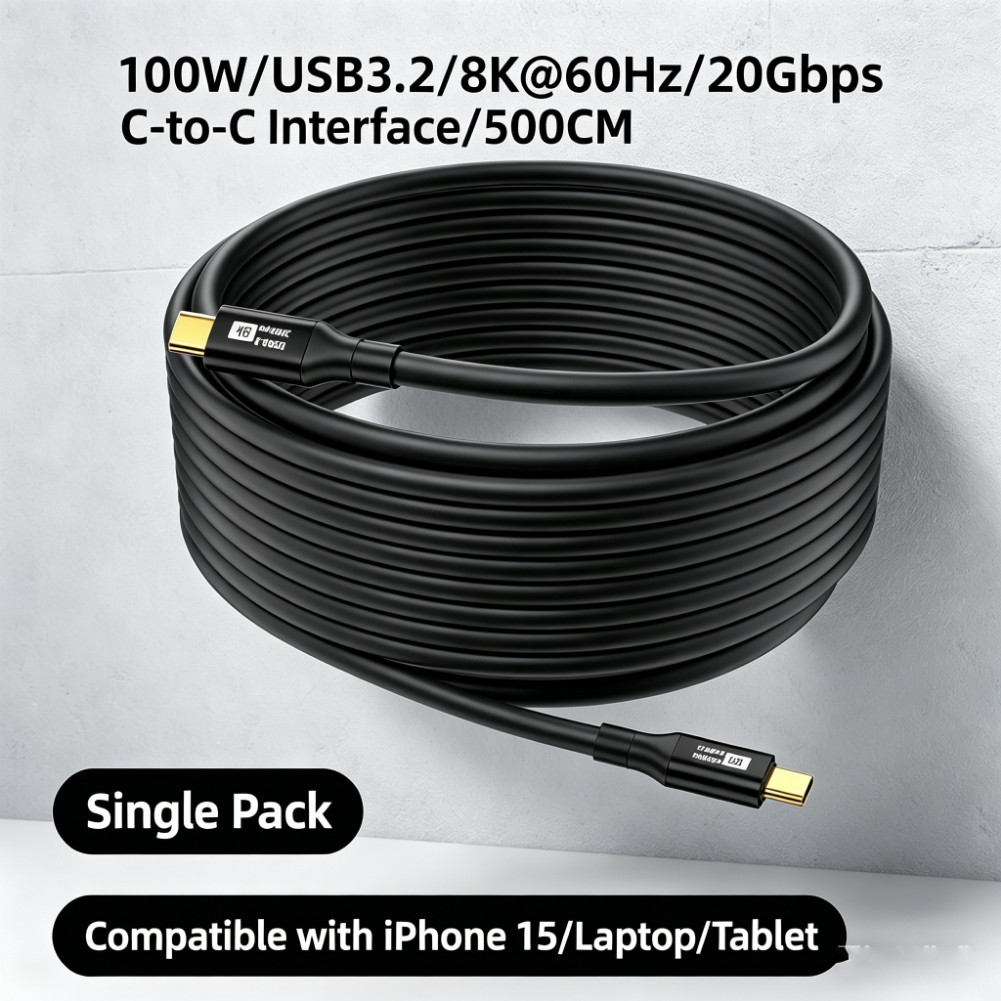 KUBD PD100W 5MยาวประเภทCถึงType C Fastสายชาร์จUSB 3.2 20Gbps USB CสายสําหรับHuawei Nova Y73 13i 12i 