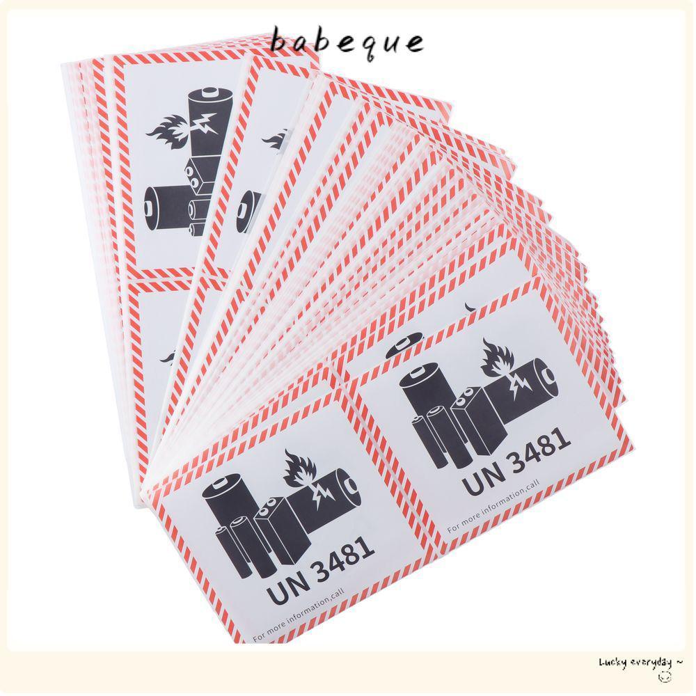 BABEQUE ป้ายแบตเตอรี่ลิเธียมขนส่ง, ฉลากไฟแบตเตอรี่ลิเธียมสีแดง, UN3481 แผ่นทองแดงกาว 4.7 "x 4.3" ขนส