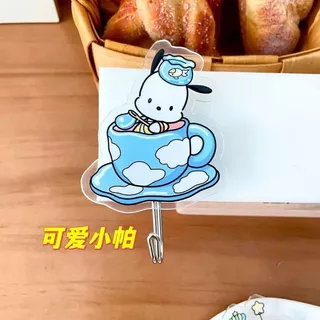 三立鸥超粘挂钩可爱hellokitty挂钩亚克力无痕粘钩学生宿舍免打孔5.7 Sanliou super adhesive hook, cute Hello Kitty hook, acrylic traceless adhesive hook, no drilling required for student dormitories 5.7