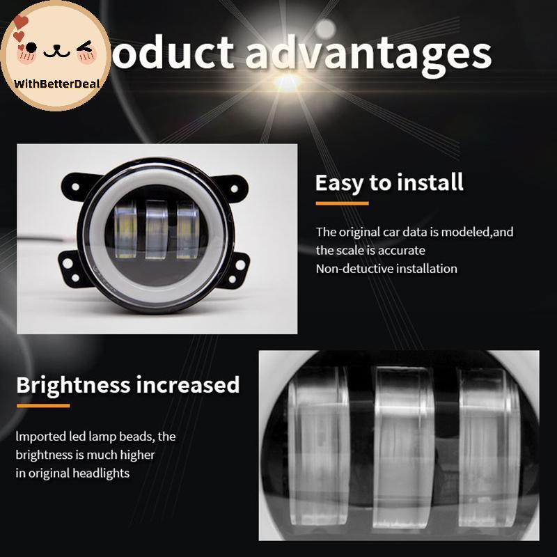 BETTER รถ LED 4 นิ้วกันชนหน้าไฟตัดหมอกสําหรับ Off-Road พร้อม/ไม่มีสีขาวสีเหลือง Halo แหวน DRL Angel Eyes โคมไฟ 30W ไฟตัดหมอก TH