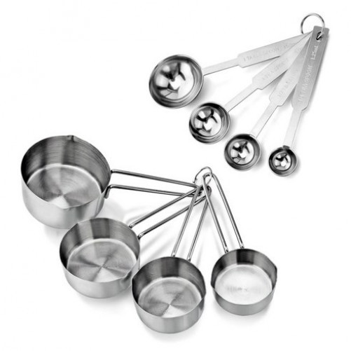 Stainless Steel Cookware Measuring Cup 4-Piece Set with 4 Spoons