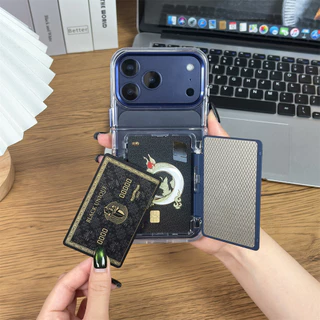 Luxury Hybrid PC + TPU ผู้ถือบัตรเคสโทรศัพท์สําหรับ iPhone 17 Pro Max 16 15 Pro Max 14 13 Pro Max 14 15 16 Plus 17 Air 16 Pro Max กันกระแทกโปร่งใสกระเป๋าสตางค์นุ่มปกหลัง