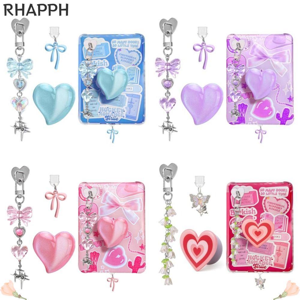 RHAPPH ชุดสําหรับ Kindle Charms Set, Heart Grip Holder Cute Bling Design Tablet Stand Accessories, T