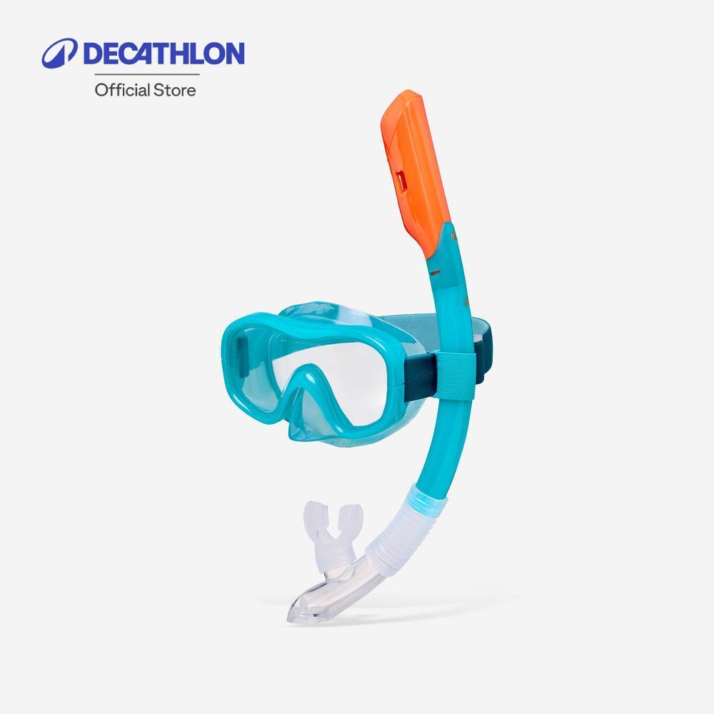 Decathlon Adult Anti-Fog Mask Snorkel Set ชุดหน้ากากดำน้ำตื้นกันฝ้า/ท่อหายใจ Dry Top สำหรับผู้ใหญ่ รุ่น 100 - Turquoise
