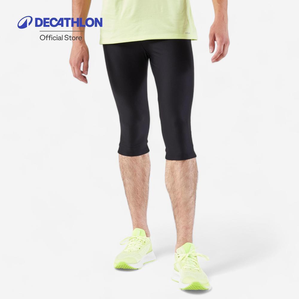 Decathlon Men'S Running 3/4 Tights กางเกงรัดรูปใส่วิ่งสำหรับผู้ชาย รุ่น Kiprun Dry 100 - Black