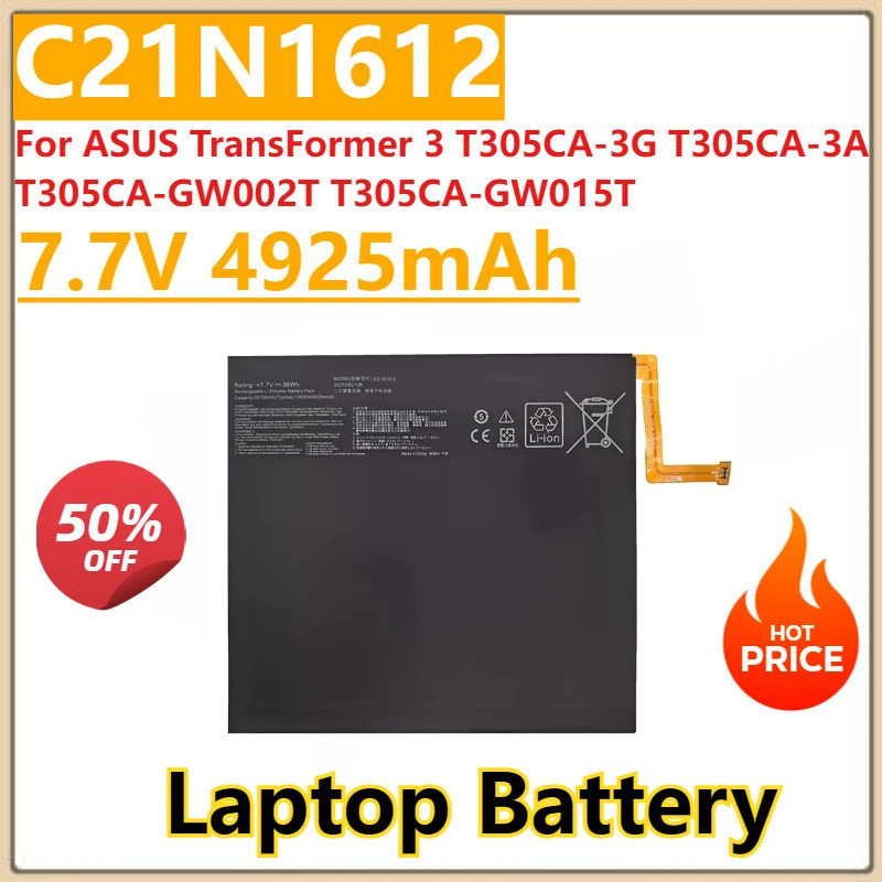 ใหม่ C21N1612 แบตเตอรี่แล็ปท็อป 7.7V 4925mAh สําหรับ ASUS TransFormer 3 T305CA-3G T305CA-3A T305CA-G