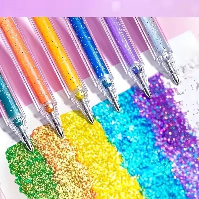 ปากกากากเพชร 8-60 สี ปากกาเจลสีรุ้ง Glitter Gel Pen เขียนลื่น แห้งไว ไม่เลอะมือ สำหรับตกแต่งแพลนเนอร์ DIY