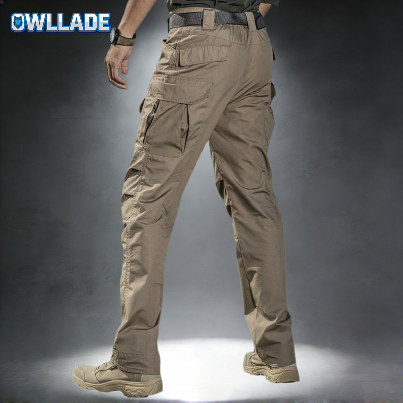 OWLLADE กางเกงคาร์โก้ยุทธวิธีสําหรับผู้ชายใน Kahki Ix8 กันน้ํา 2T