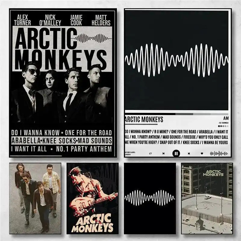 High Definition Vintage Arctic Monkeys Music Wall Art Canvas Poster, Rock Band Decor for Living Room