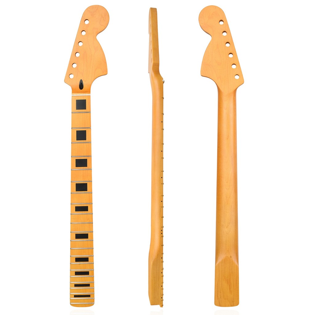 ใช่-[เคลือบเหลือง] 22nd fret ST หัวใหญ่ด้ามเมเปิ้ล เฟรตบอร์ดคอ Strat [หลอดมะฮอกกานี + หมอนกระดูกเนื้