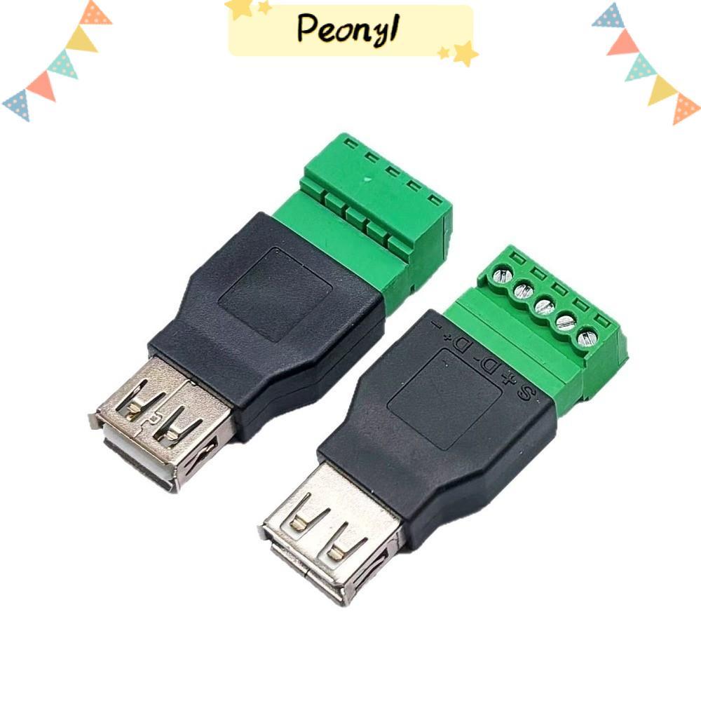 PEONY USB Turn Terminal, 5 Pin Adapter Connector Jack USB 2.0 Connector, Shield Screw Terminal Femal
