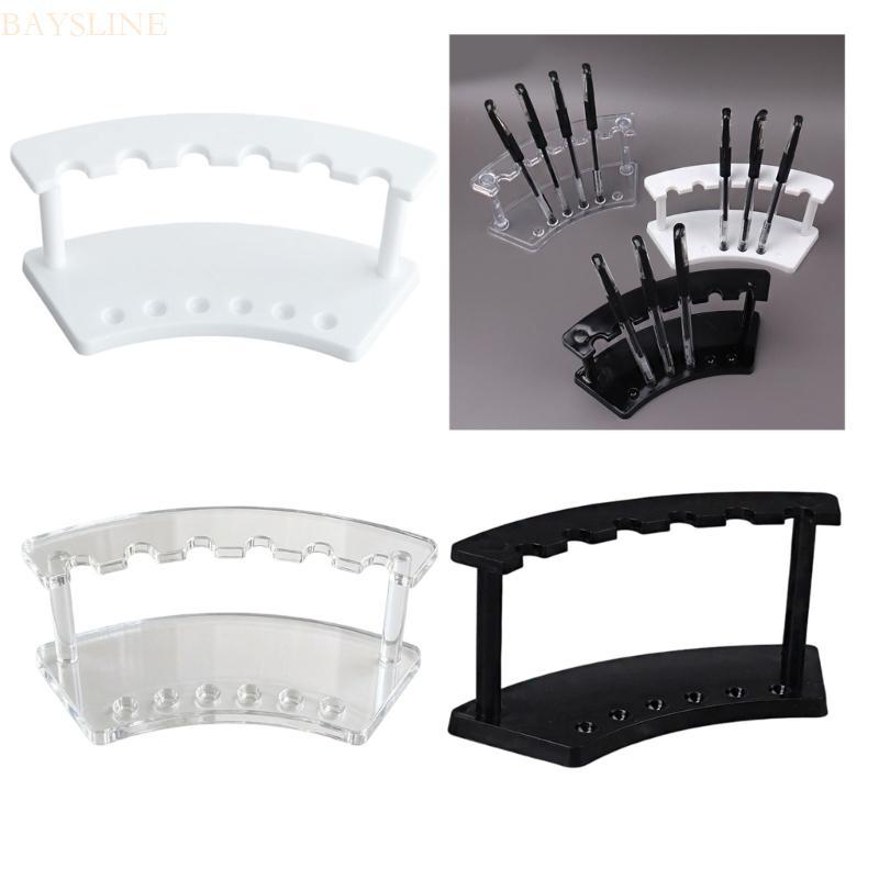 BAYSLI Clear Desk Organisers ที่ใส่ปากกาแนวตั้งขาตั้ง 6 ช่องที่ใส่ดินสอปากกาขาตั้งจอแสดงผลชั้นวางแปรงแต่งหน้า Organ