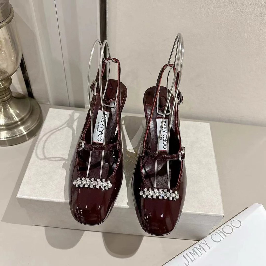 2025.8.14-7 ซม. ส้น Chou Yangjie Jimmy Choo JC รองเท้าส้นสูง