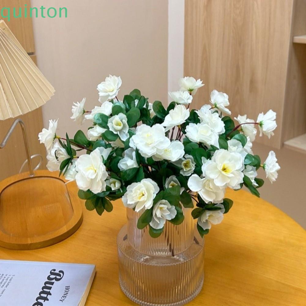 QUITON จําลอง Azalea ดอกไม้, ดอกไม้ปลอมจําลองพืชประดิษฐ์ Azalea ดอกไม้สาขา, ดอกไม้หัตถกรรม Art Handm