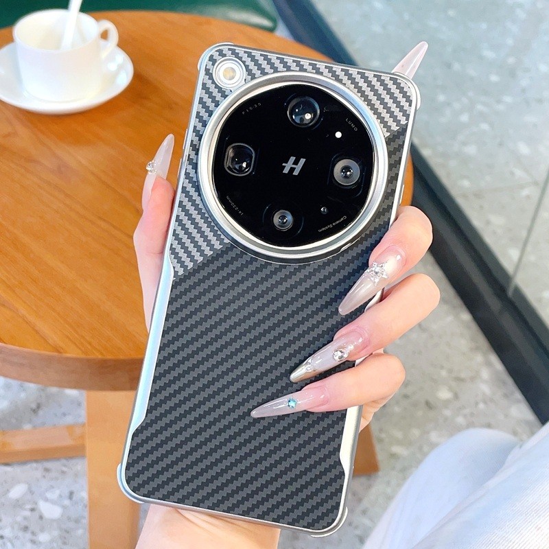 หรูหราคาร์บอนไฟเบอร์ Textur Spliced หนัง PC Electroplated Soft Edge เคสโทรศัพท์แม่เหล็กสําหรับ OPPO ค้นหา X9 Ultra X9S Pro X9Pro X8Ultra X8S X8 Pro X9Ultra Anti-Drop ฝาครอบปลอก