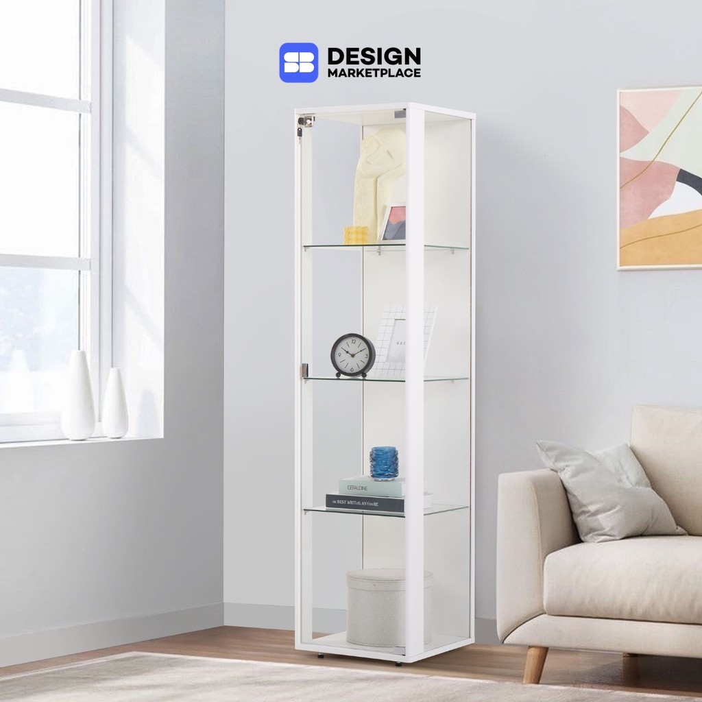 SB Design Square ตู้โชว์กระจกใส รุ่น Bebby ขนาด 40 ซม. สีขาว (40x40x162.5 ซม.)  แบรนด์ KONCEPT FURNITURE