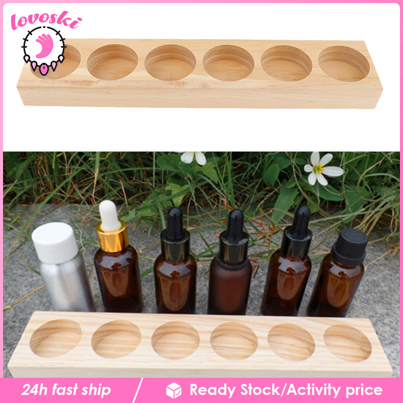 [Lovoski] Pine Wood Essential Oil น้ําหอม Displaying Rack Organizer 6 ช่อง 30ml ขวด Stand Holders 25