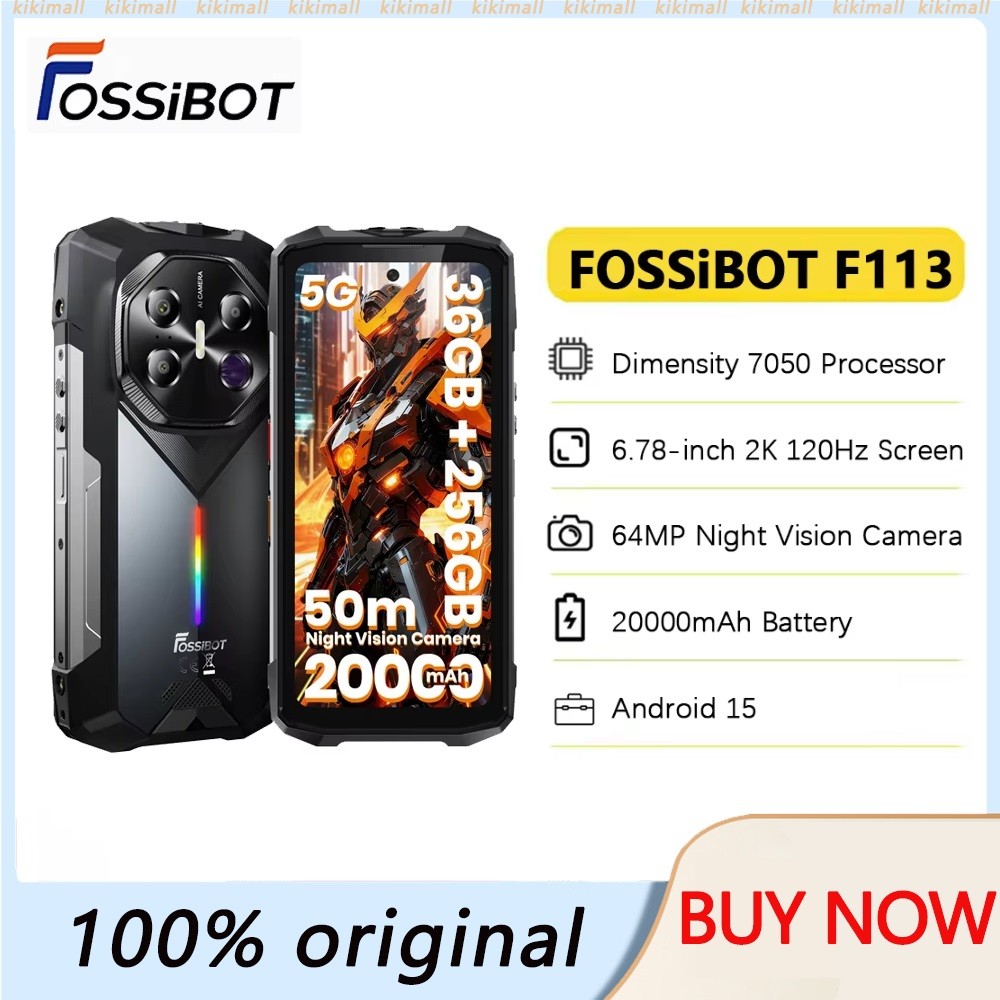 FOSSiBOT F113 5Gสมาร์ทโฟนที่ทนทานAndroid 15 6.78 "36GB + 256GB 20000mAh 33W 108MP Camping Light NFC