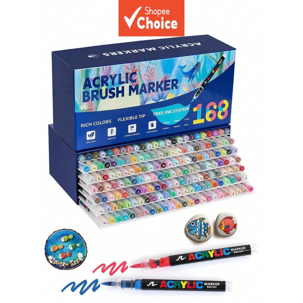 เครื่องหมายอะคริลิค 288 สีชุดเขียนภาพวาดปากกาสําหรับหินแก้วไม้ผ้าใบอุปกรณ์ศิลปะ Back-To-School Seaso