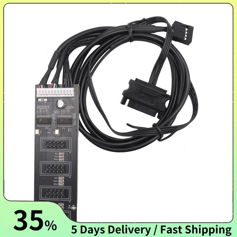 9Pin USB Header Splitter, USB 2.0 Header Splitter พร้อมสายไฟ,ฮับ USB ภายในสําหรับ CPU/RGB Light/เครื