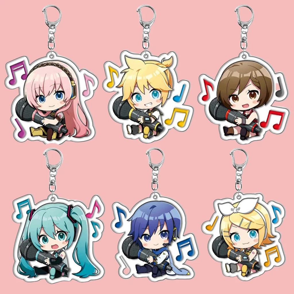 น่ารัก Hatsune Miku Vocaloid อะคริลิค Mica Chibi พวงกุญแจสําหรับแขวนกระเป๋าเอกสารและกระเป๋าถืออุปกรณ