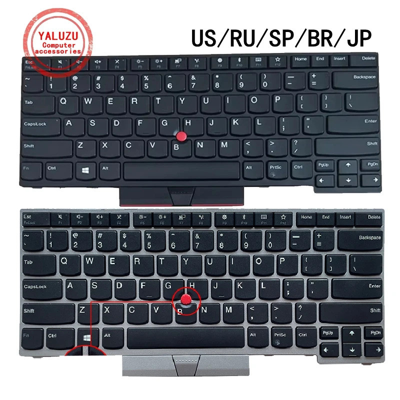 US แป้นพิมพ์แล็ปท็อปสําหรับ Lenovo E480 E485 E490 E490S E495 L380 L390 L480 L490 R480 R490 T480S T49
