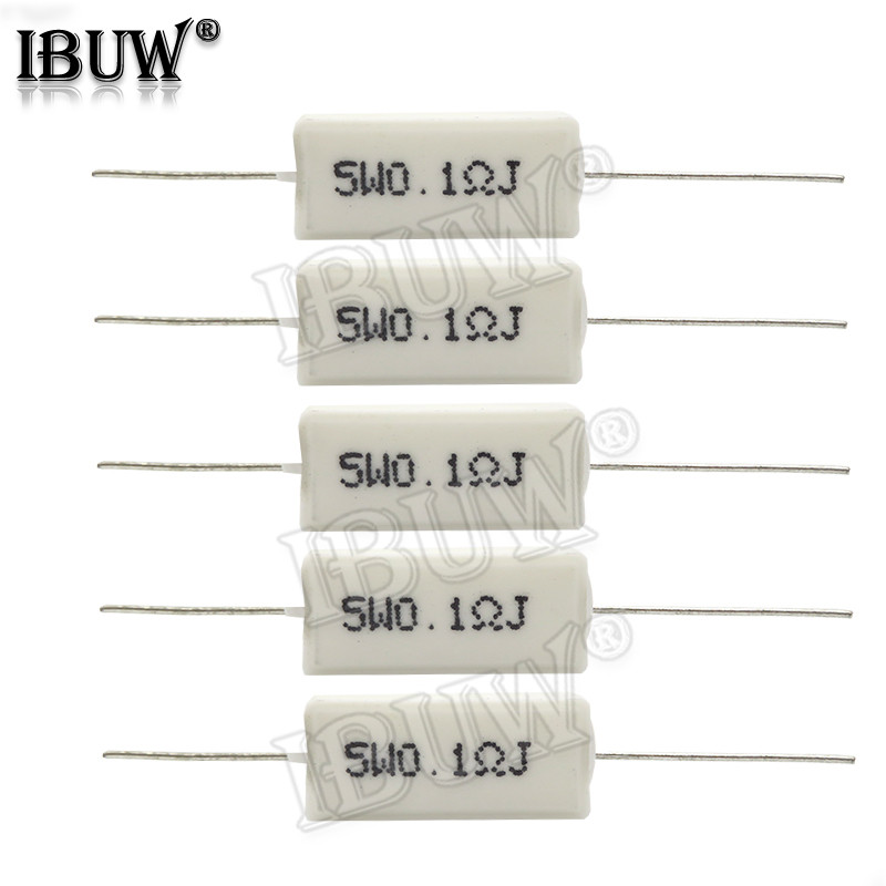 10PCS 5W ความต้านทานซีเมนต์ 0.1 ~ 10K โอห์ม 0.33R 1R 10R 100R 0.22 0.33 1 10 100 1K 10K โอห์มซีเมนต์