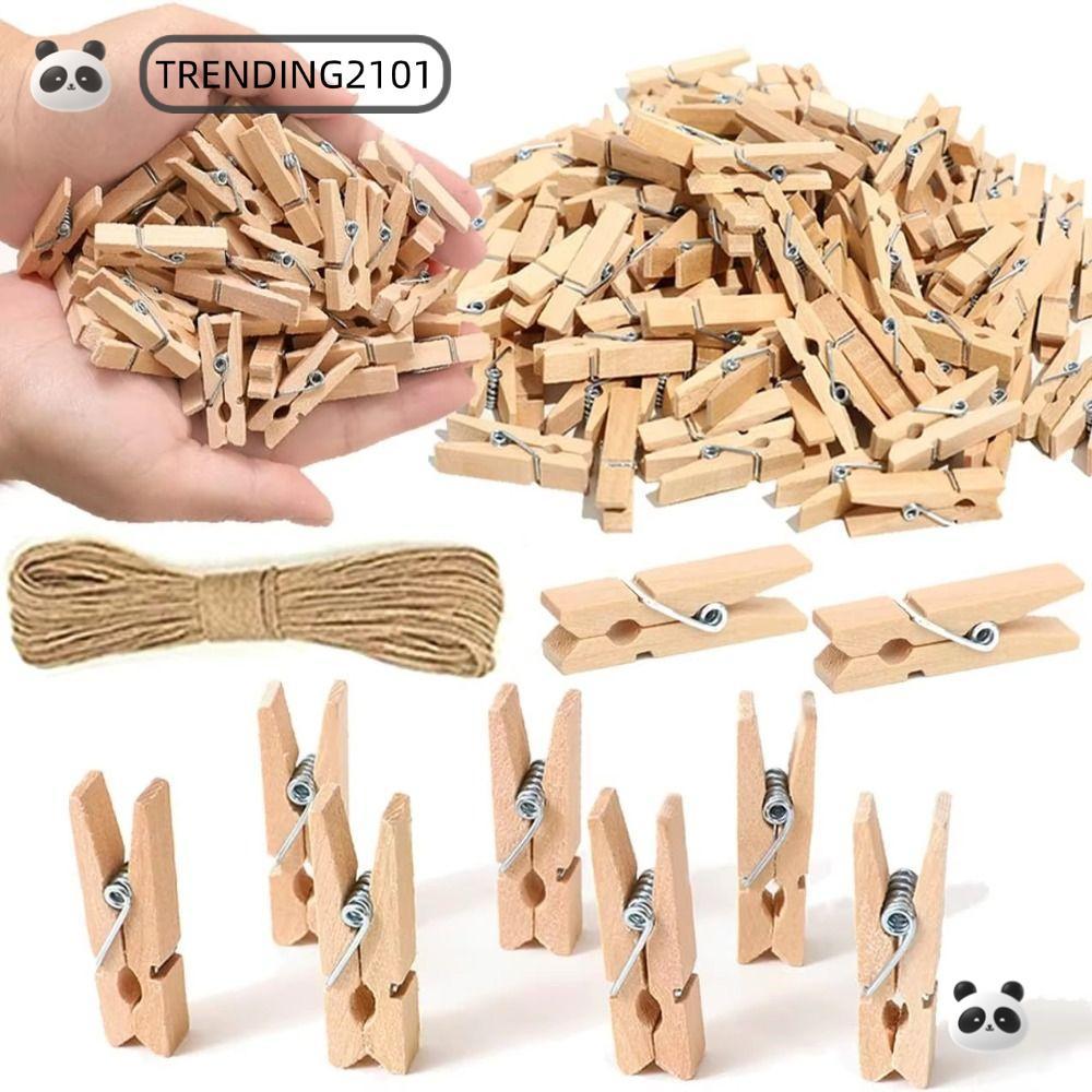 กําลังมาแรง 50/100 ชิ้น ไม้หนีบผ้า, คลิปหนีบภาพไม้ขนาดเล็ก, ที่หนีบไม้แบบใช้ซ้ําได้สําหรับแขวนภาพกระดาษงานฝีมือ ทําเอง