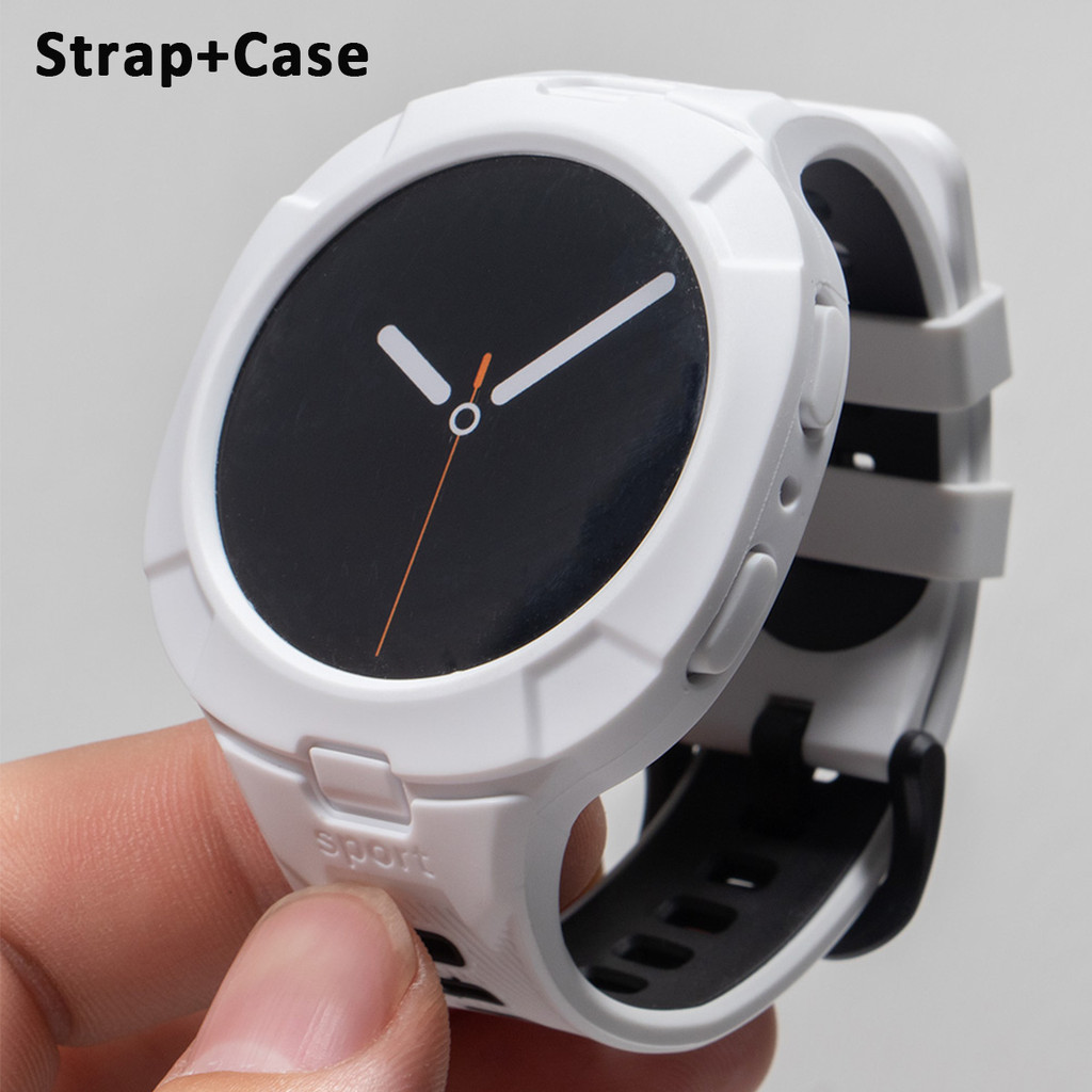 เคสทูโทน+สายรัดสําหรับ Samsung Galaxy Watch 8 44 40mm 8 classic 46mm Sports Silicone band cover Bumper