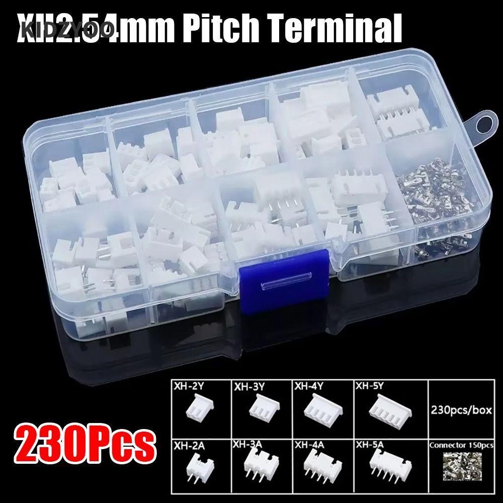 KIDZYOO 230 ชิ้น 2.54 มิลลิเมตร Pitch Terminal, 2 P 3 P 4 P 5pin ชายและหญิง Pin Connector, XH2.54 ชุด 4 ค่า Terminal Connector Kit