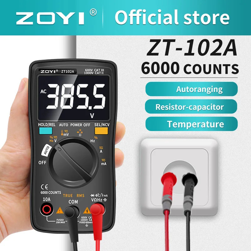 ZOYI มัลติมิเตอร์แบบดิจิตอล ZT-98/100/101/102/102A อัตโนมัติตั้งแต่ 6000 นับ AC/DC แอมป์มิเตอร์โวลต์