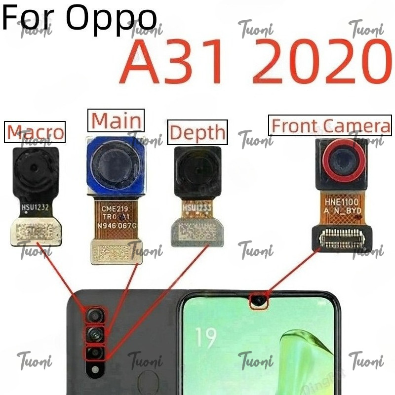 สําหรับ OPPO A31 2020 หลัก Facing กล้องโมดูล Flex เปลี่ยนอะไหล่ด้านหน้าด้านหลัง Macro ความลึกกล้อง