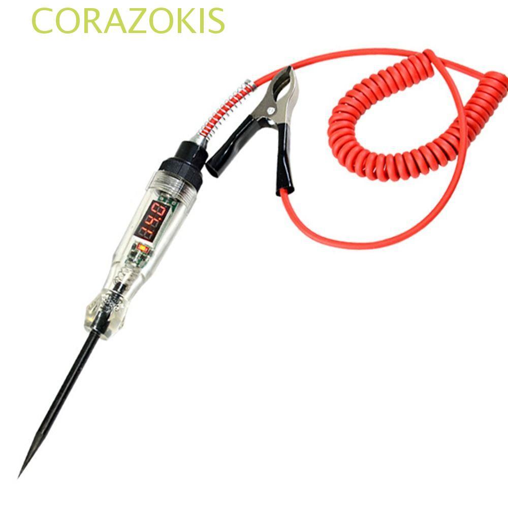 CORAZOKIS ปากกาทดสอบโพรบวินิจฉัยรถยนต์, เครื่องทดสอบวงจรแรงดันไฟฟ้ามัลติฟังก์ชั่นวินิจฉัยอัตโนมัติ, เครื่องตรวจจับจอแสดงผลดิจิตอล 6V 12V 24V หลอดไฟปากกาวัดไฟฟ้า