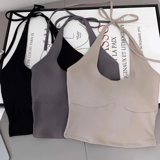 【YOGATRUTH】(พร้อมแผ่นรองเสริมแบบถอดไม่ได้) เสื้อกล้ามโยคะ/สปอร์ตบราแบบสายคล้องคอ เหมาะสำหรับออกกำลังกายในยิมและเต้นรำ
