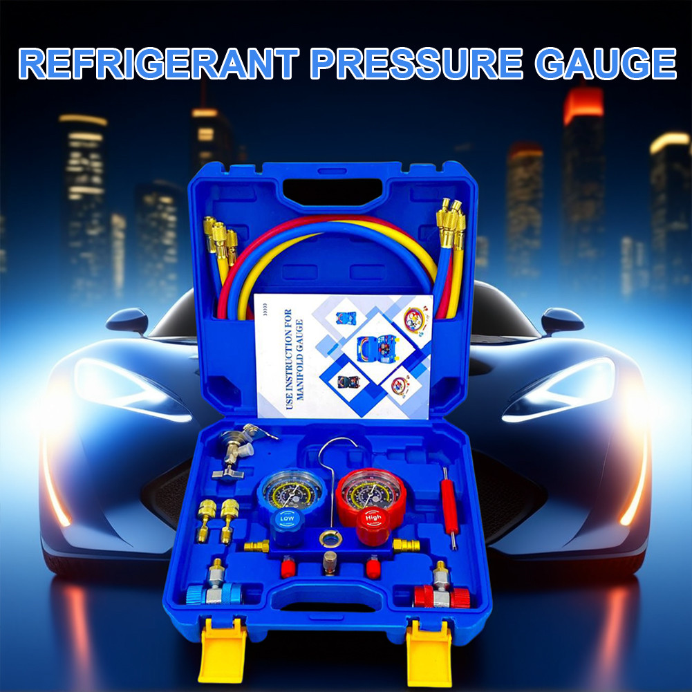 3 Way AC Manifold Gauge ชุด AC Diagnostic Manifold Gauge ชุดยานยนต์ AC Gauge สําหรับ R134A/R22/R410/