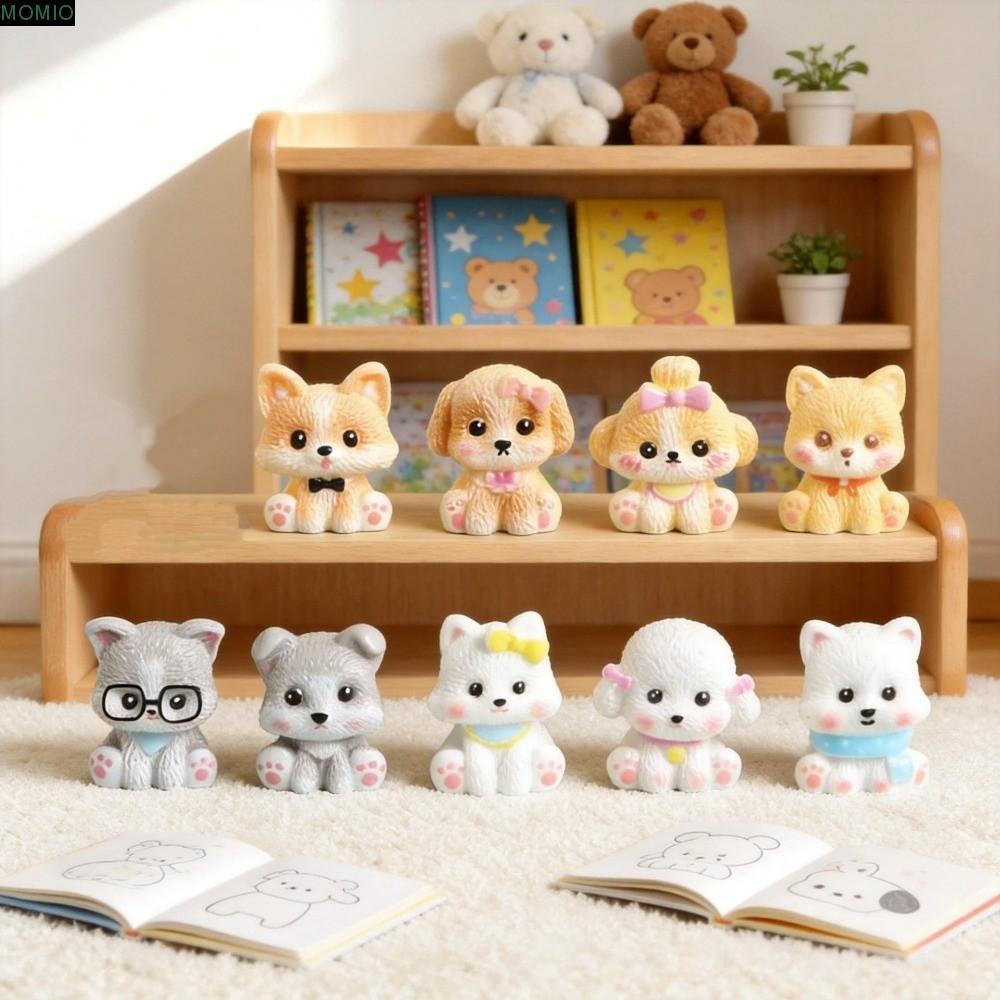 MXMIO 9ชิ้นสุนัขตกแต่ง,การ์ตูนสัตว์เรซิ่นตกแต่งรูปปั้นสุนัข,น่ารักตลกสร้างสรรค์ขนาดเล็กเครื่องประดับสุนัขของขวัญ