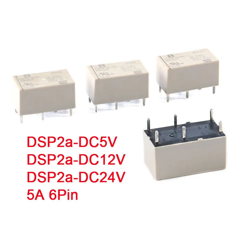 2 ชิ้น/1 ชิ้น DSP2a รีเลย์ 5A DSP2a-DC5V DSP2a-DC12V DSP2a-DC24V DC24V ไม่มีปกติเปิด DC 5V 12V 6Pins