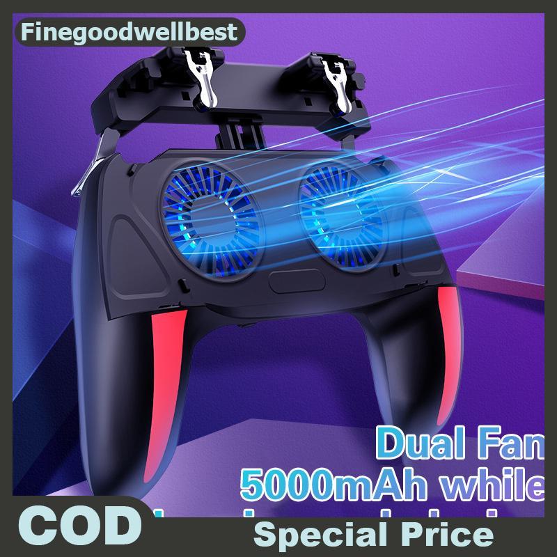 FBTH H10 Gaming Handheld Grip ตัวควบคุมเกม Joysti Gamepad สําหรับ Pubg Trigger พัดลมระบายความร้อน Cooler โทรศัพท์ USB ขับเคลื่อน 5000mAh แบตเตอรี่ร้อน