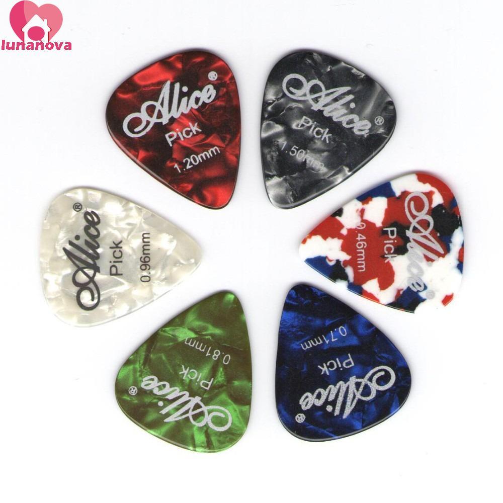 LUNANOVA 5pcs Guitar Pick คละสี, Celluloid Guitar Picks สี Celluloid Picks, สีสัน Plectrum สีสุ่มความหนา 0.46-1.5 Guitar Pick Original Sound Guitar Female