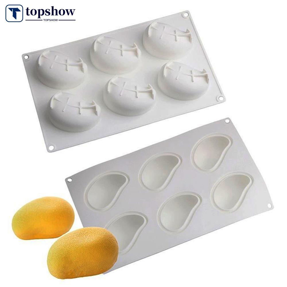 TOPSHOW 6 Cavity 3D Mango Shaped แม่พิมพ์เค้กซิลิโคน Non-stick แม่พิมพ์อบสําหรับ Pastry Mousse ขนมไอ