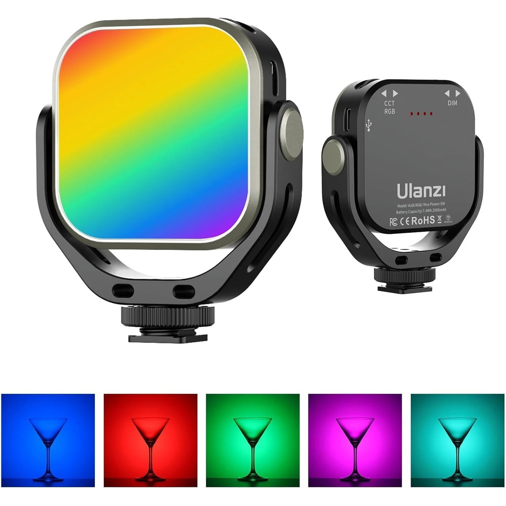 Ulanzi VL66 RGB 2500-6500K Mini กล้องวิดีโอแบบพกพา 2000mAh 95 + หรี่แสงได้ LED เติมโคมไฟสําหรับกล้อง